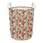 Colorful Books Pattern Print Round Laundry Basket