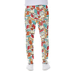 Colorful Books Pattern Print Scuba Joggers