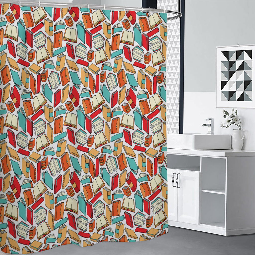 Colorful Books Pattern Print Shower Curtain