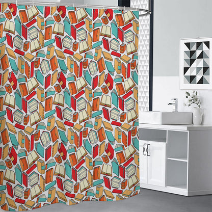 Colorful Books Pattern Print Shower Curtain
