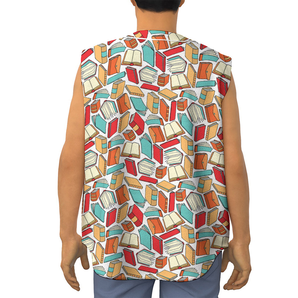 Colorful Books Pattern Print Sleeveless Baseball Jersey