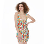 Colorful Books Pattern Print Sleeveless Bodycon Dress