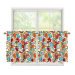 Colorful Books Pattern Print Tier Curtains