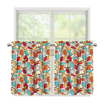 Colorful Books Pattern Print Tier Curtains