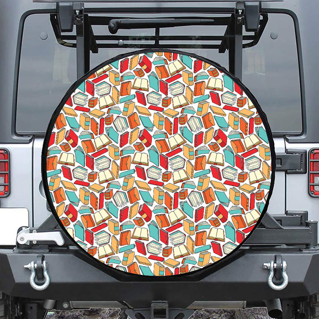 Colorful Books Pattern Print Tire Cover