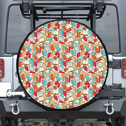 Colorful Books Pattern Print Tire Cover