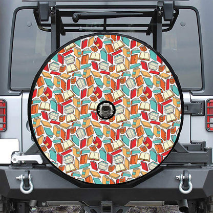 Colorful Books Pattern Print Tire Cover With Camera Hole