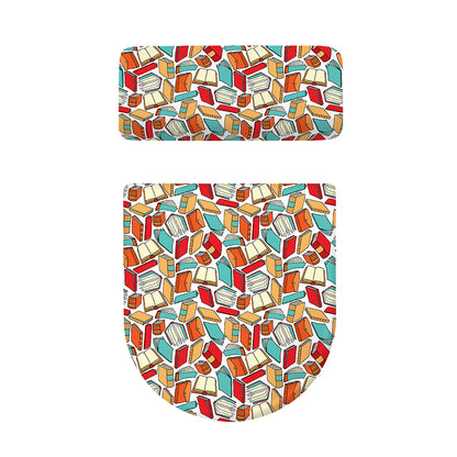 Colorful Books Pattern Print Toilet Lid And Tank Cover Set
