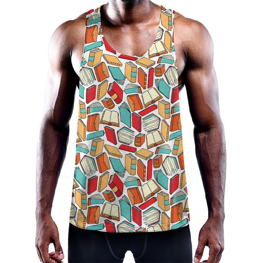 Colorful Books Pattern Print Training Tank Top