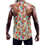 Colorful Books Pattern Print Training Tank Top