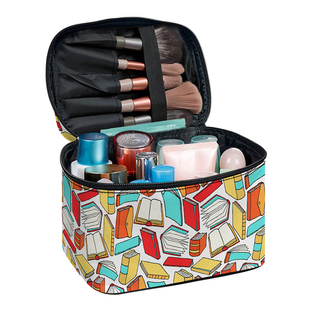 Colorful Books Pattern Print Travel Makeup Bag