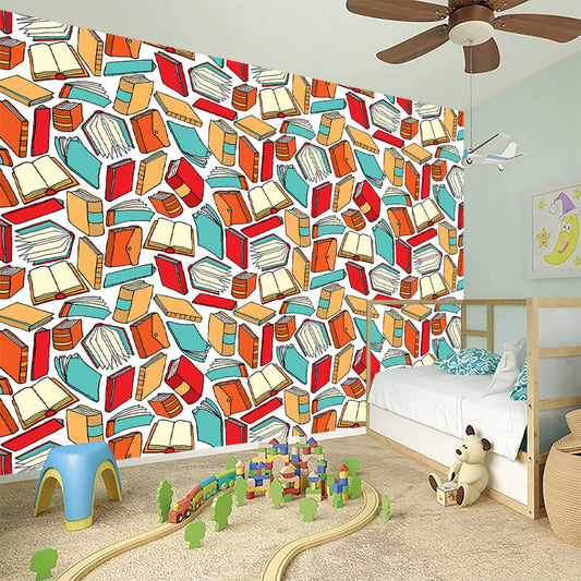 Colorful Books Pattern Print Wall Sticker