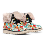 Colorful Books Pattern Print Winter Boots
