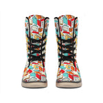 Colorful Books Pattern Print Winter Boots