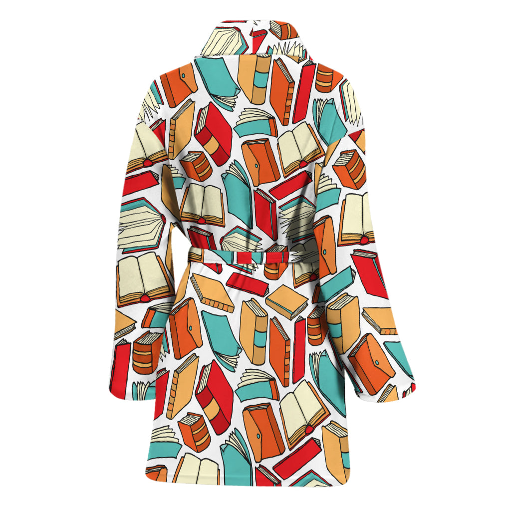 Colorful Books Pattern Print Women's Bathrobe
