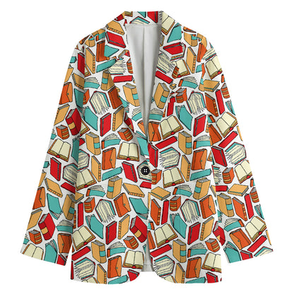 Colorful Books Pattern Print Women's Blazer