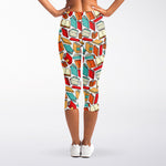 Colorful Books Pattern Print Women's Capri Leggings