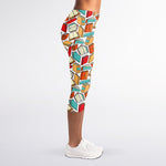 Colorful Books Pattern Print Women's Capri Leggings