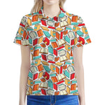 Colorful Books Pattern Print Women's Polo Shirt