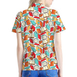 Colorful Books Pattern Print Women's Polo Shirt