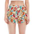 Colorful Books Pattern Print Women's Split Running Shorts