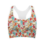 Colorful Books Pattern Print Women's Sports Bra