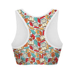 Colorful Books Pattern Print Women's Sports Bra