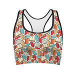 Colorful Books Pattern Print Women's Sports Bra