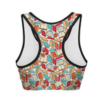 Colorful Books Pattern Print Women's Sports Bra