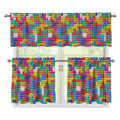 Colorful Brick Puzzle Game Pattern Print 3 Piece Kitchen Curtains