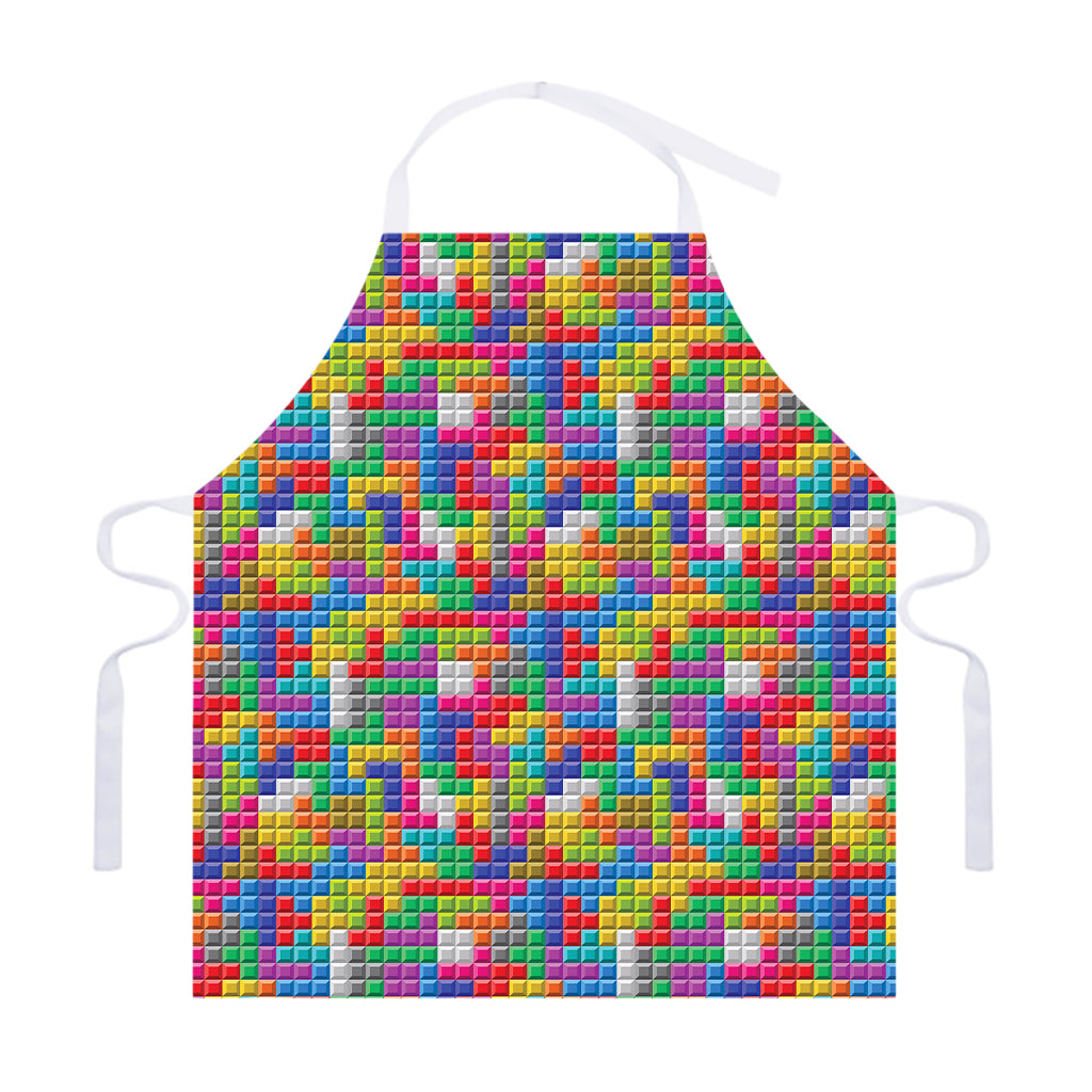 Colorful Brick Puzzle Game Pattern Print Adjustable Apron