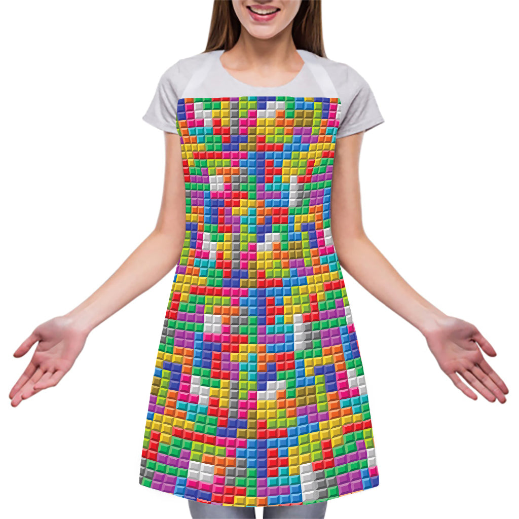 Colorful Brick Puzzle Game Pattern Print Adjustable Apron