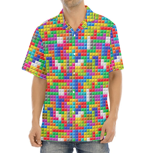 Colorful Brick Puzzle Game Pattern Print Aloha Shirt