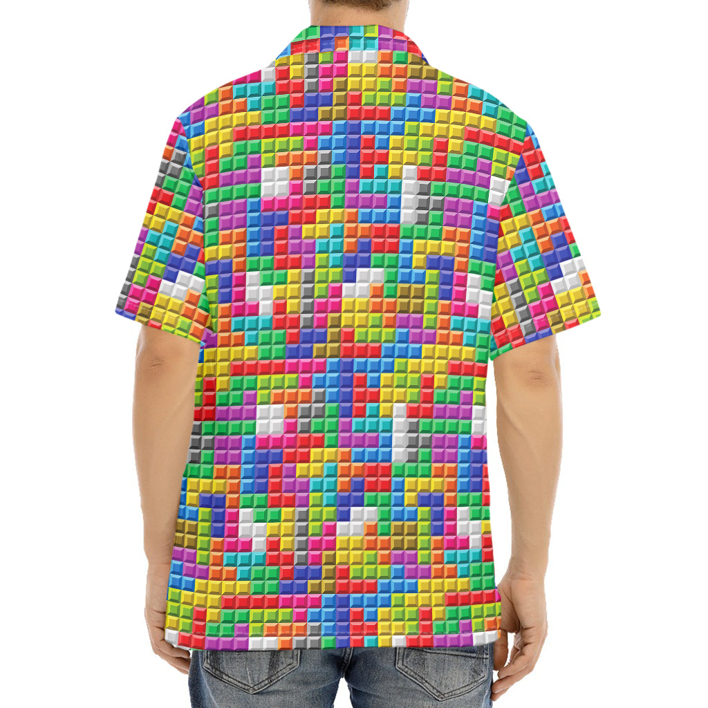 Colorful Brick Puzzle Game Pattern Print Aloha Shirt