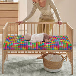 Colorful Brick Puzzle Game Pattern Print Baby Crib Sheet