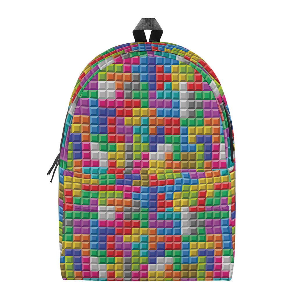 Colorful Brick Puzzle Game Pattern Print Backpack