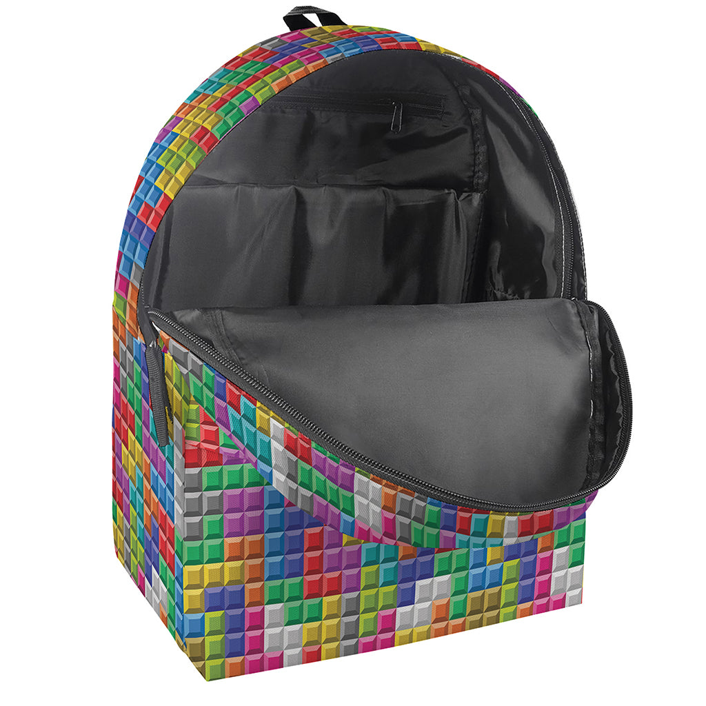 Colorful Brick Puzzle Game Pattern Print Backpack
