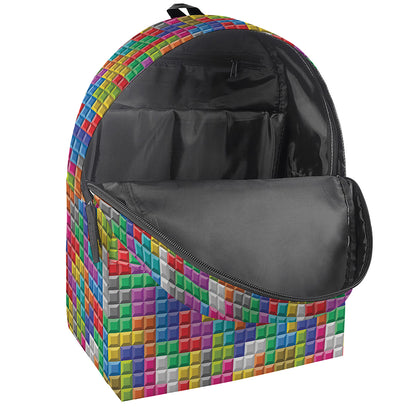 Colorful Brick Puzzle Game Pattern Print Backpack