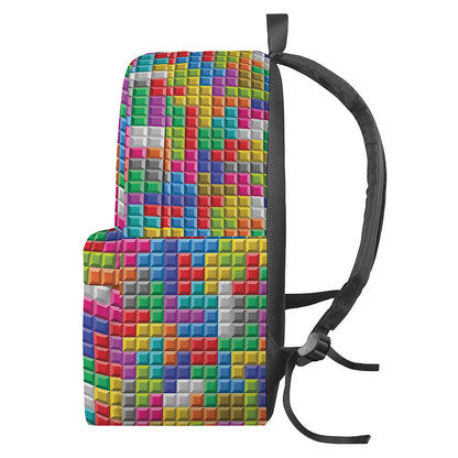 Colorful Brick Puzzle Game Pattern Print Backpack