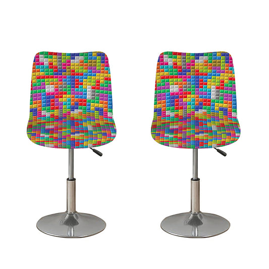 Colorful Brick Puzzle Game Pattern Print Bar Stool Covers