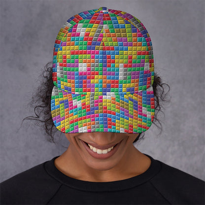 Colorful Brick Puzzle Game Pattern Print Baseball Cap
