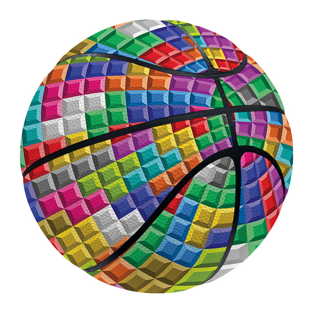 Colorful Brick Puzzle Game Pattern Print Basketball