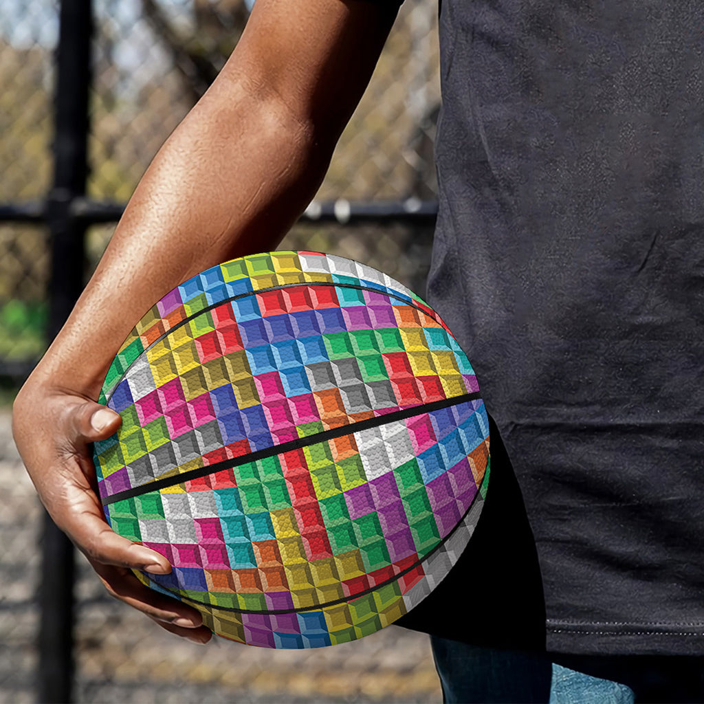 Colorful Brick Puzzle Game Pattern Print Basketball