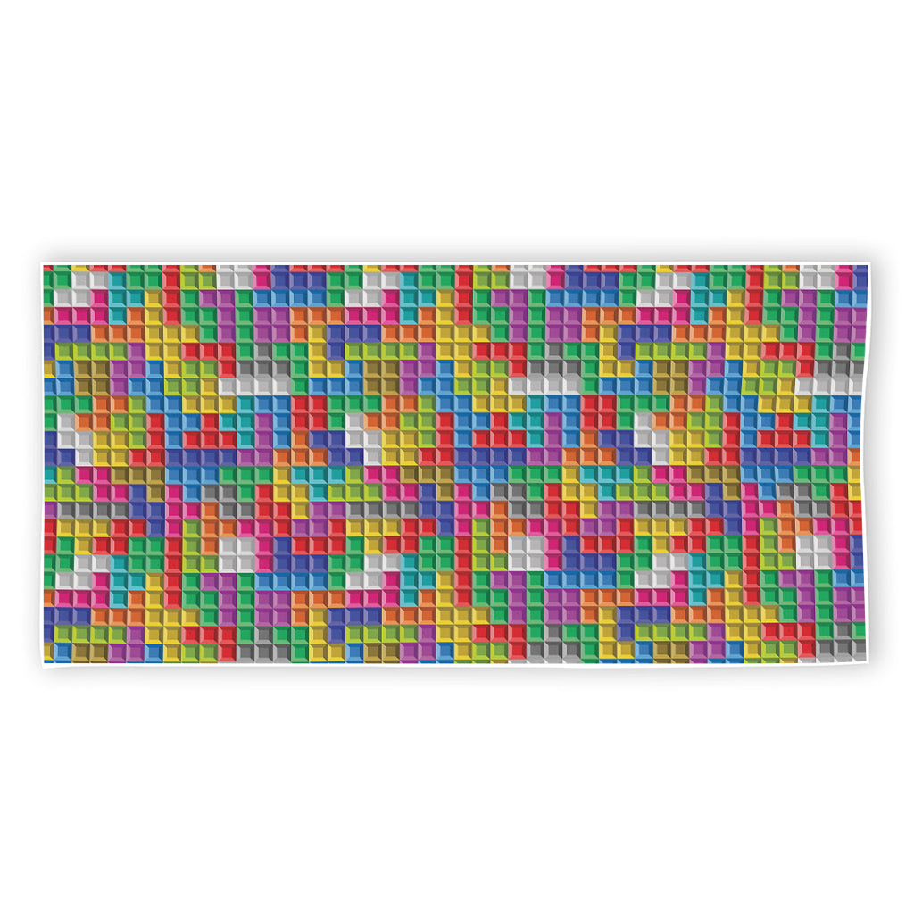 Colorful Brick Puzzle Game Pattern Print Beach Towel