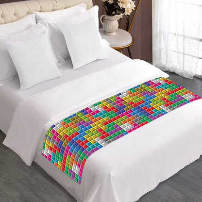 Colorful Brick Puzzle Game Pattern Print Bed Runner