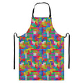 Colorful Brick Puzzle Game Pattern Print Bib Apron With Pocket