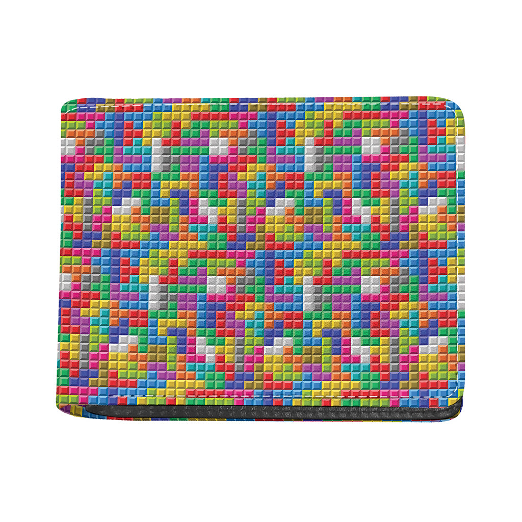 Colorful Brick Puzzle Game Pattern Print Bifold Wallet