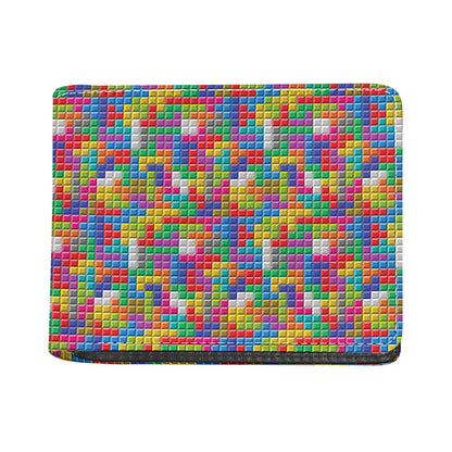 Colorful Brick Puzzle Game Pattern Print Bifold Wallet