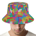 Colorful Brick Puzzle Game Pattern Print Bucket Hat