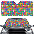 Colorful Brick Puzzle Game Pattern Print Car Windshield Sun Shade